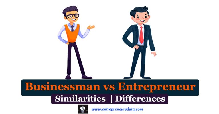 Businessman vs Entrepreneur: Similarities and Differences Comparison with Examples 5 Businessman vs Entrepreneur | Businessman vs Entrepreneur Similarities | Businessman vs Entrepreneur Differences | Businessman and Entrepreneur Comparison with Examples